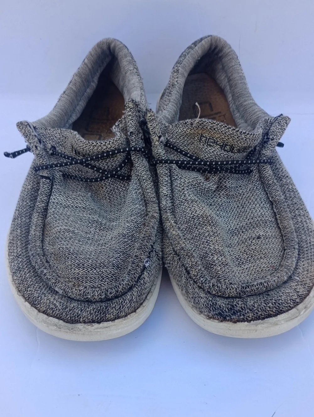 Hey Dude Wally Youth 6-7 EU 38 Stretch Ying Yang Knit Slip-On Comfort Shoes Grey